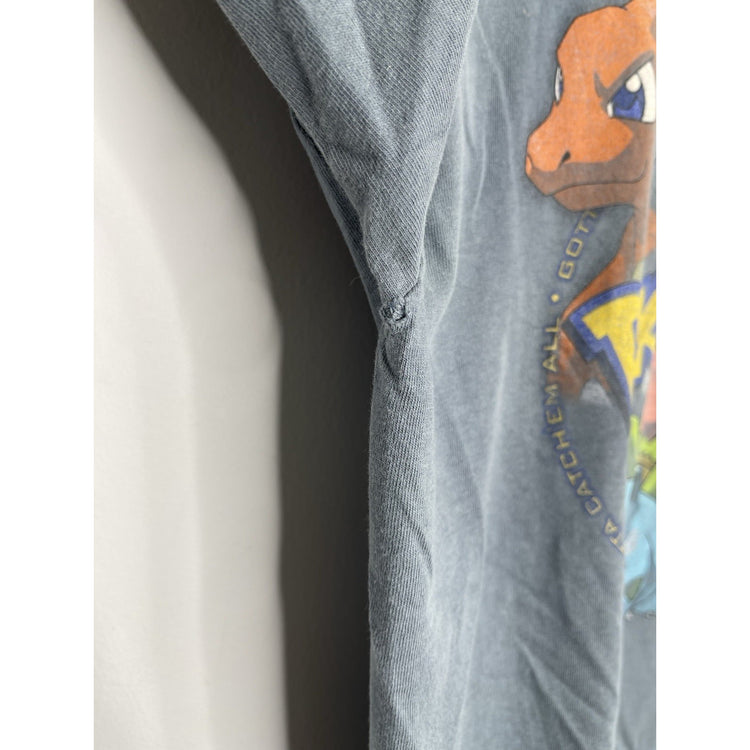 Vtg Pokémon Charmeleon Wartortle Ivysaur 1999 Youth Large Gray T Shirt