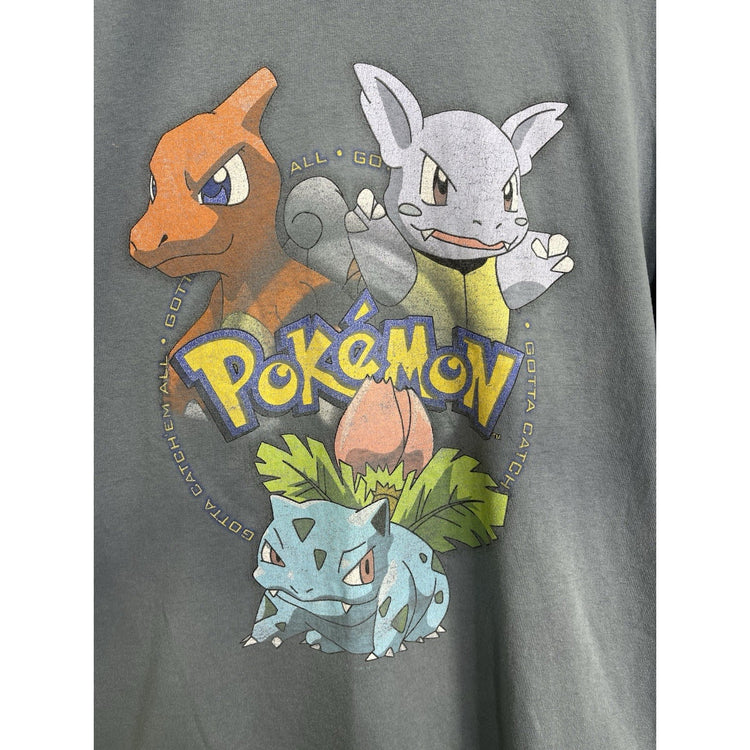 Vtg Pokémon Charmeleon Wartortle Ivysaur 1999 Youth Large Gray T Shirt