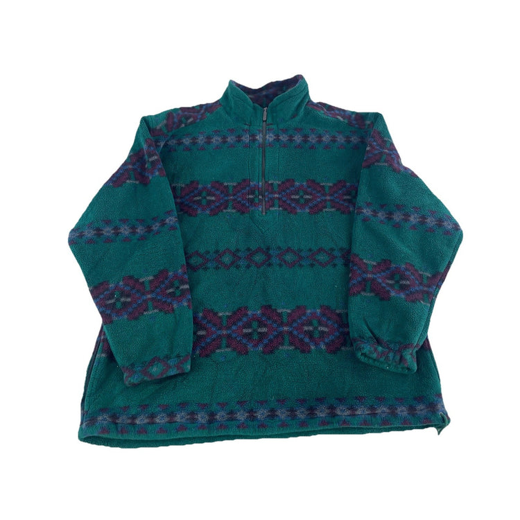 Mens Vintage Eddie Bauer Quart-Zip Fleece Size M Geometric Aztec Pattern