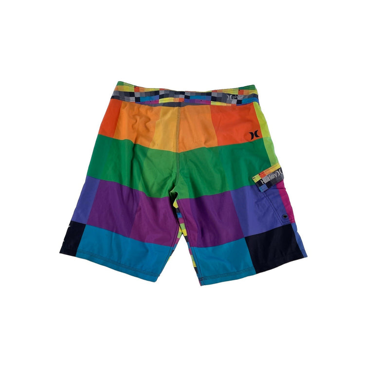 Mens Hurley Rainbow Plaid Color Block Surf Skate Swim Board Shorts SIZE L