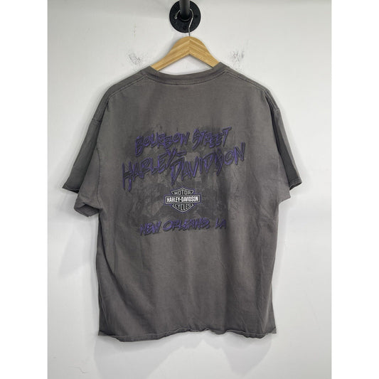 Men’s 2018 HD Voodoo Harley Davidson Graphic Double Sided Gray T Shirt Sz XL