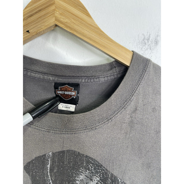 Men’s 2018 HD Voodoo Harley Davidson Graphic Double Sided Gray T Shirt Sz XL