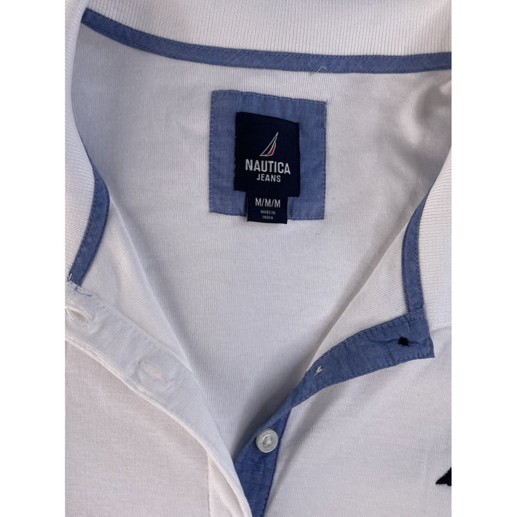 Men's Nautica Jeans White Polo Shirt Size M