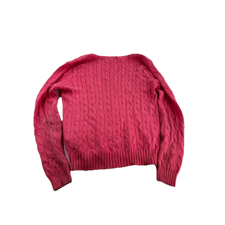 Womens Ralph Lauren Sport Size XL Pink V Neck Knitted Sweater