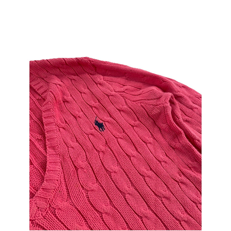 Womens Ralph Lauren Sport Size XL Pink V Neck Knitted Sweater