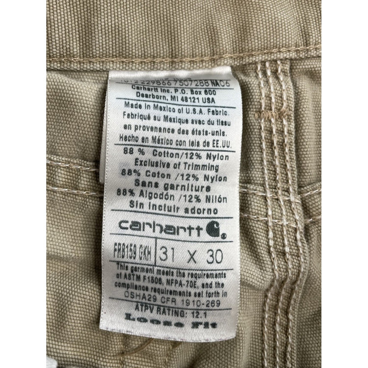 Men's Carhartt FR Flame Resistant Loose Fit Carpenter Pants Tan Size 31x30