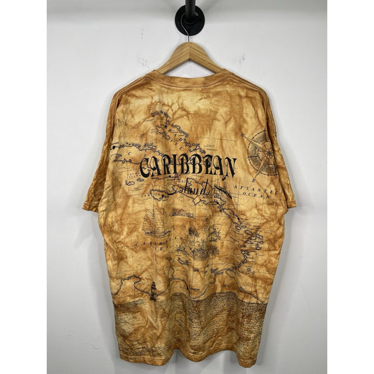 Vintage 90s Gildan Caribbean Islands Snorkel All Over Print AOP T Shirt Size 3XL
