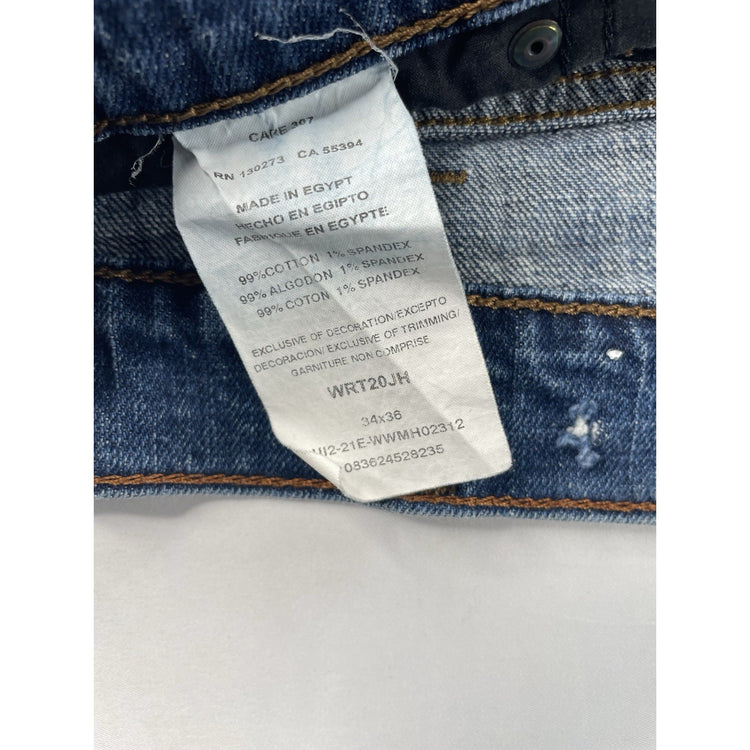 Mens Wranglers Retro Relaxed Straight Blue Jeans Size 34x36