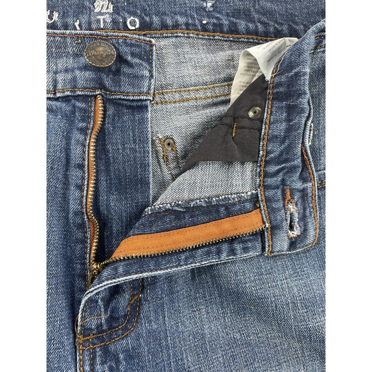 Mens Wranglers Retro Relaxed Straight Blue Jeans Size 34x36