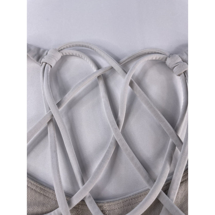 Womens Lululemon White Free To Be Wild Strappy Sports Bra Size 6