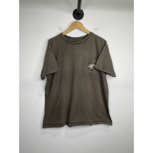 Men’s VTG 2002 HD Dark Green Double Sided T Shirt Sz XL