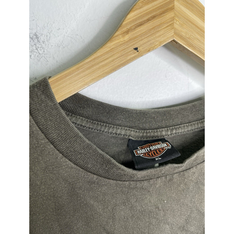 Men’s VTG 2002 HD Dark Green Double Sided T Shirt Sz XL