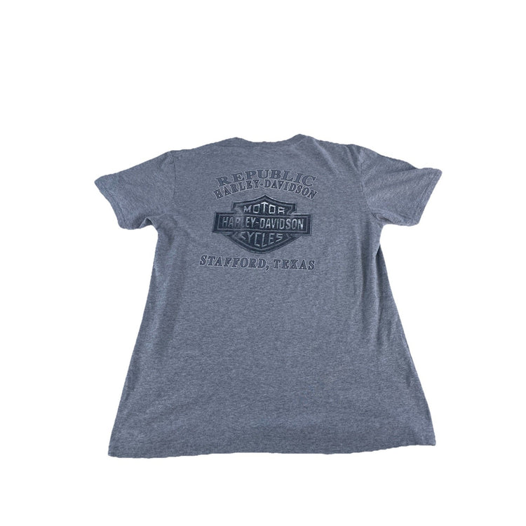Mens Y2K Harley Davidson Stafford Texas Gray T Shirt Size Medium