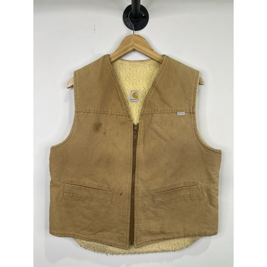 Carhartt Duck Work Vest Made in USA Camel Brown Men’s L Used Bomber Bullet