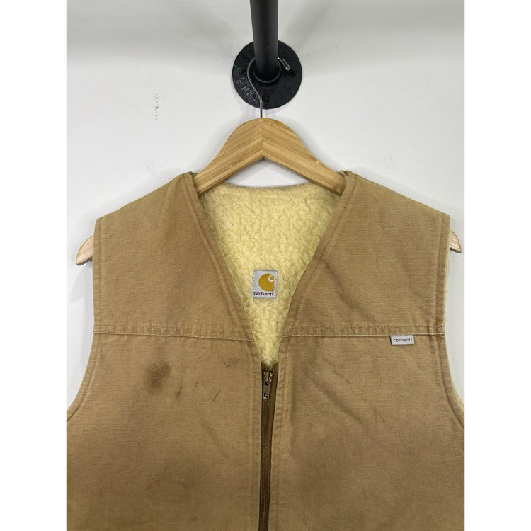 Carhartt Duck Work Vest Made in USA Camel Brown Men’s L Used Bomber Bullet