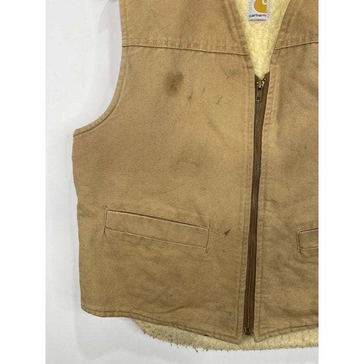 Carhartt Duck Work Vest Made in USA Camel Brown Men’s L Used Bomber Bullet