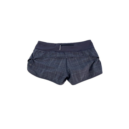 Womens Lululemon Gray Charcoal Plaid Speed Up Low Rise Running Shorts Size 8
