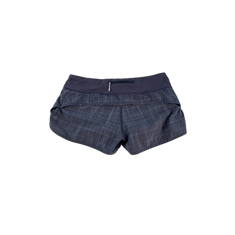 Womens Lululemon Gray Charcoal Plaid Speed Up Low Rise Running Shorts Size 8