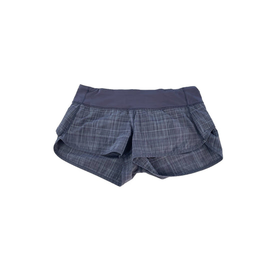 Womens Lululemon Gray Charcoal Plaid Speed Up Low Rise Running Shorts Size 8