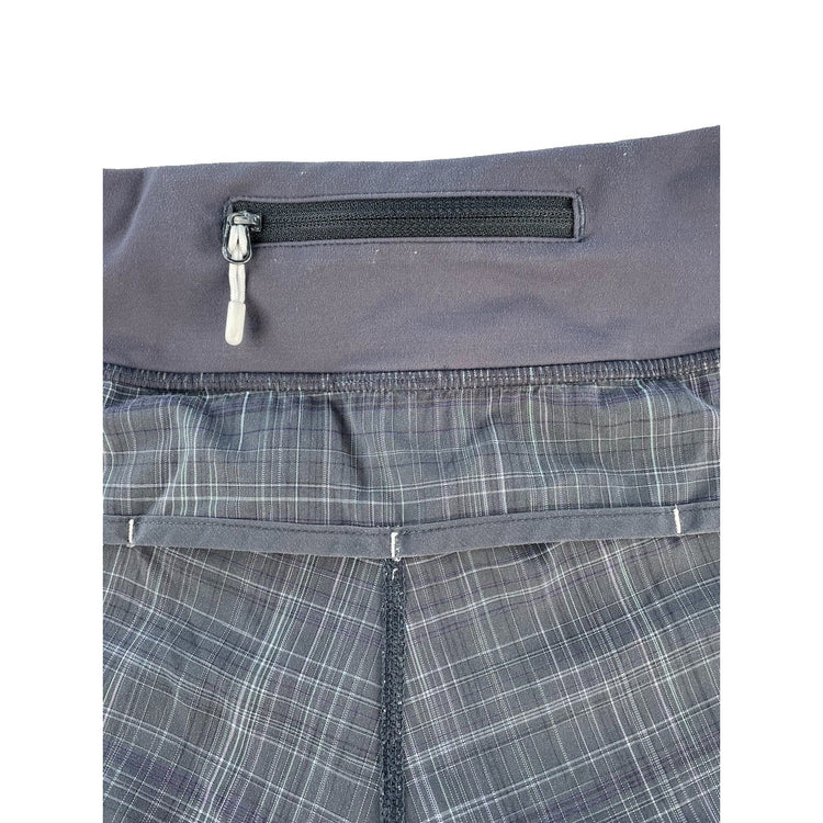 Womens Lululemon Gray Charcoal Plaid Speed Up Low Rise Running Shorts Size 8