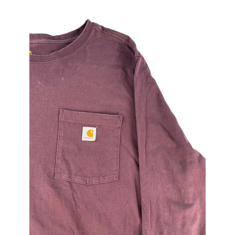 Mens Carhartt Plum Burgundy Long Sleeve Pocket T Shirt Size 2X Original Fit