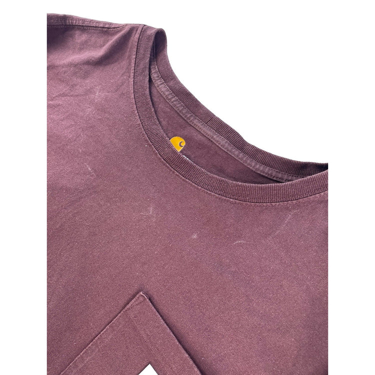 Mens Carhartt Plum Burgundy Long Sleeve Pocket T Shirt Size 2X Original Fit