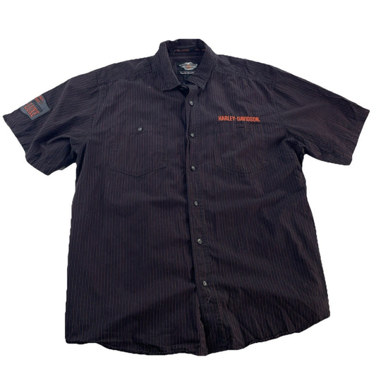Men’s Harley Davidson Genuine Motorclothes Striped ButtonUp SS Shirt Size 2XL