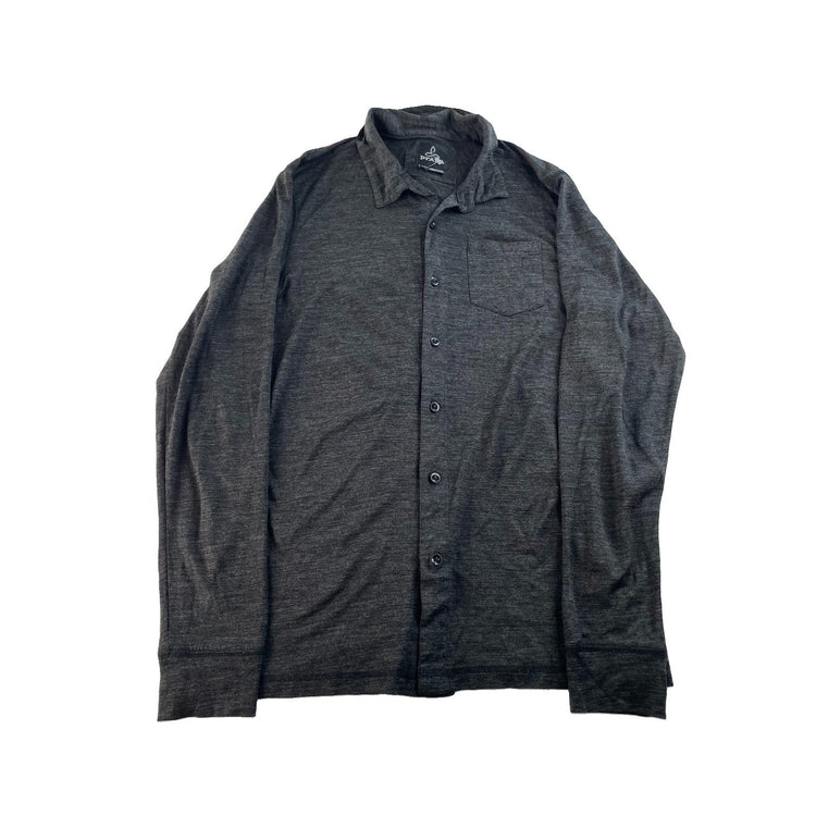 Men prAna Charcoal Grey Long Sleeve Button Down Shirt Size L