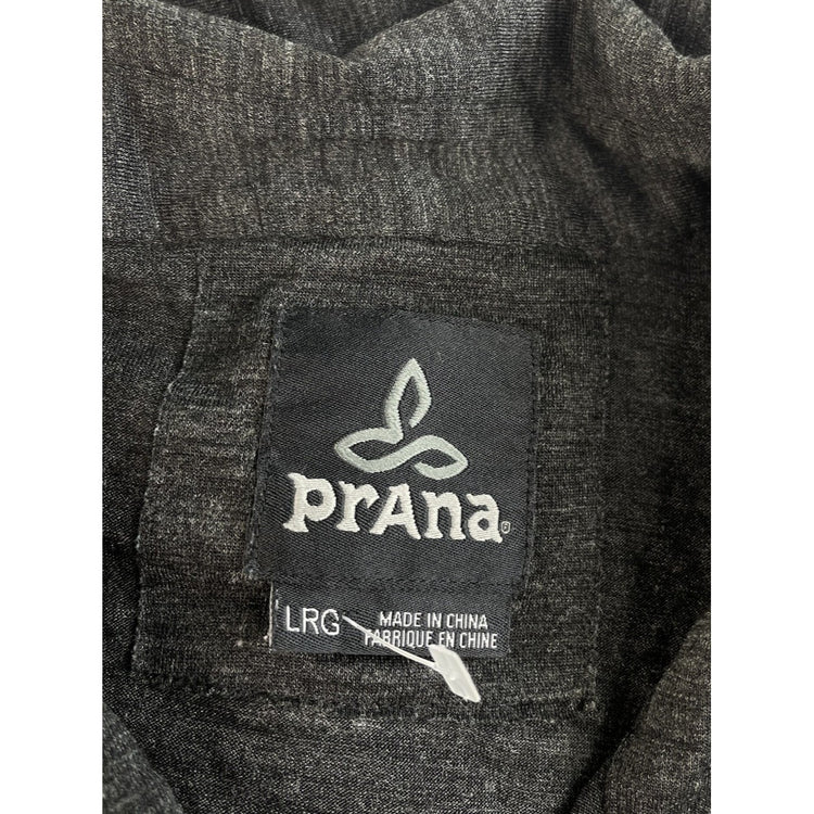 Men prAna Charcoal Grey Long Sleeve Button Down Shirt Size L