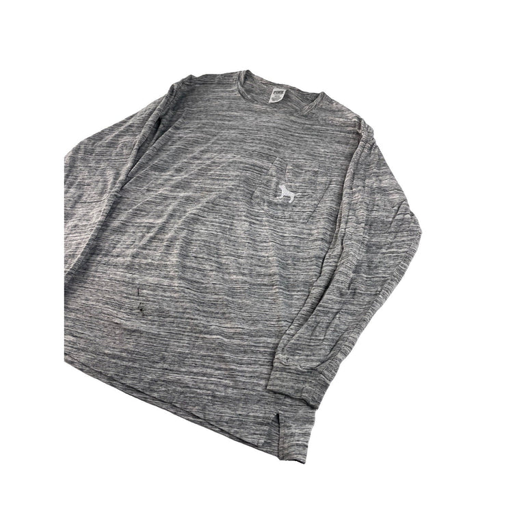Womens PINK Victorias Secret Gray Long Sleeve T Shirt With White Sequins Size M