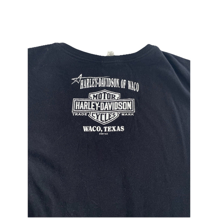 Womens Harley Davidson Black Texas Sugar Skull Graphic V Neck T Shirt Size 2XL