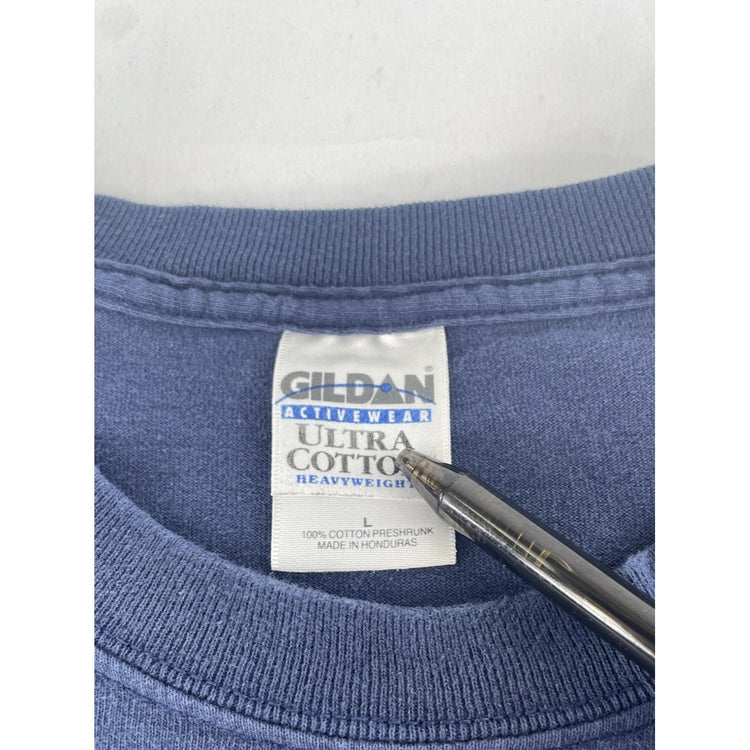 Mens Vintage Gildan Active Wear Blue Michigan Wolverines T-Shirt Size L