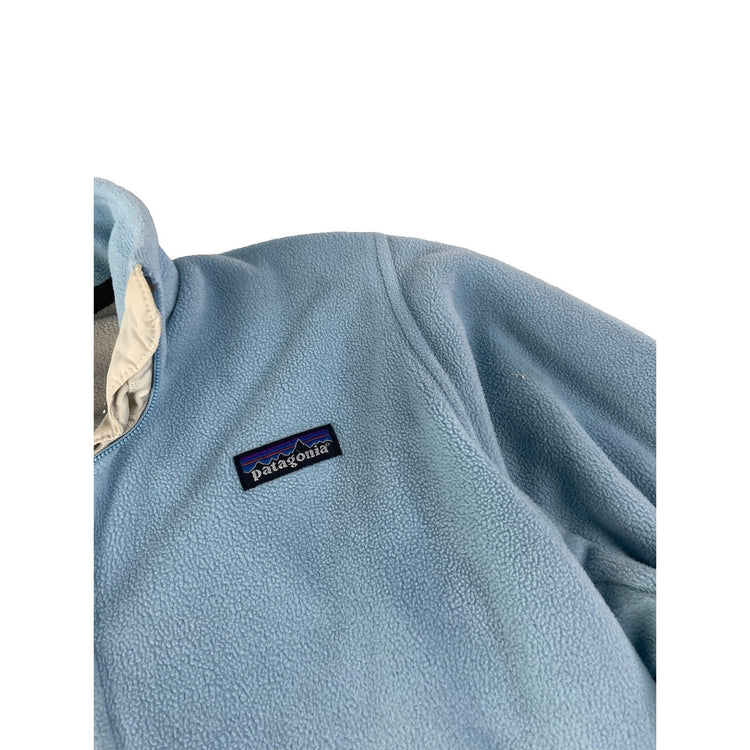 Womens Patagonia Synchilla Elbow Patch Full-Zip Fleece Jacket Light Blue Size L