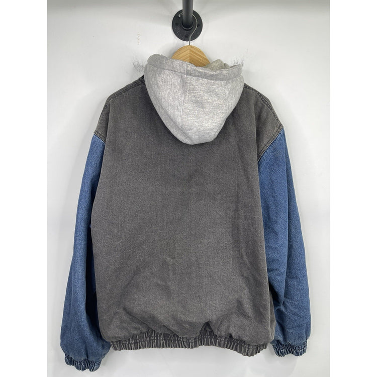 Yukon Trail Denim Jacket Hooded Mens Size XL Varsity Button Up Vintage