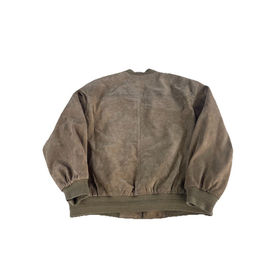 Mens Vintage John Ashford Suede Tan Bomber Jacket Size Xl