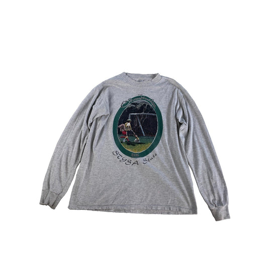 Mens Vintage 90s All Sport Soccer Graphic Long Sleeve Shirt Size Medium