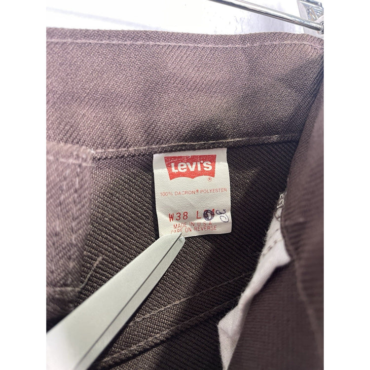 Vintage Levis Sta-Prest Pants Mens 40x32 Brown Straight Leg Dress Slacks 90s