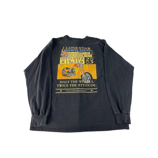 Men Vintage Gildan 2003 Lone Star Biker Bash Texas Long Sleeve Shirt SIZE XL