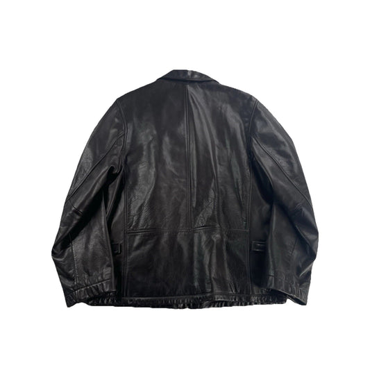 Banana Republic Leather Jacket Mens Medium Full Zip Lined Brown Moto