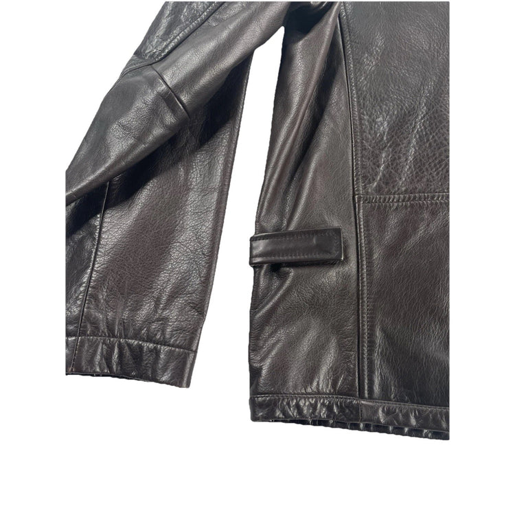 Banana Republic Leather Jacket Mens Medium Full Zip Lined Brown Moto