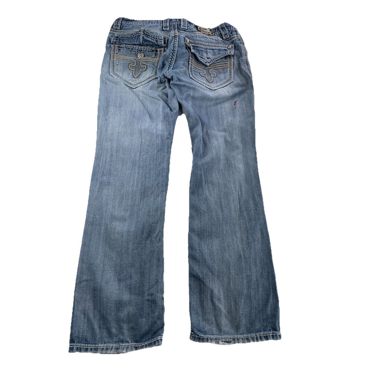 Men’s Rock Revival Buckle Straight light Wash Blue Jeans Size 32