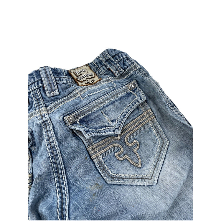 Men’s Rock Revival Buckle Straight light Wash Blue Jeans Size 32