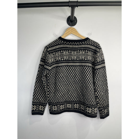 Adult VTG Crystal Kobe Cardigan Black Knit Embroidered 100% Wool Sz M