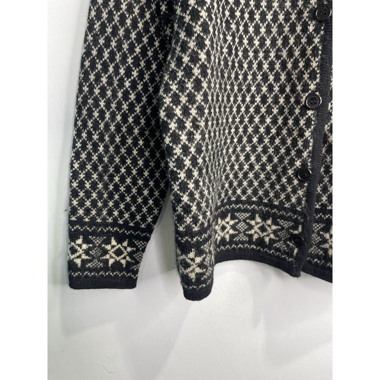 Adult VTG Crystal Kobe Cardigan Black Knit Embroidered 100% Wool Sz M