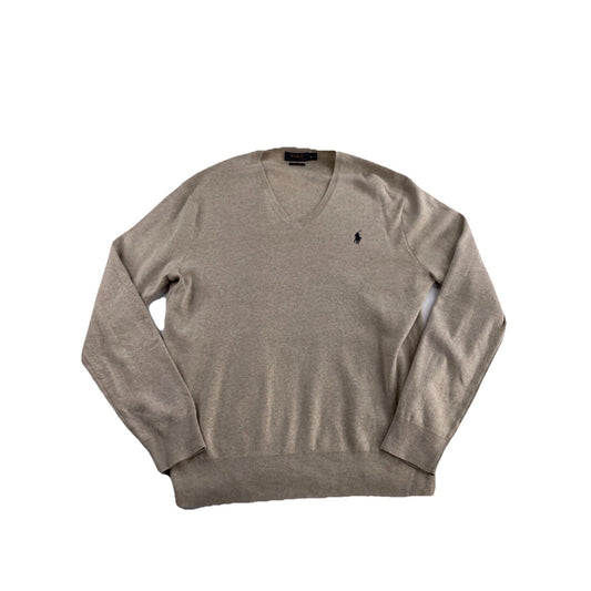 Mens Polo Ralph Lauren Size Medium Tan V Neck Sweater