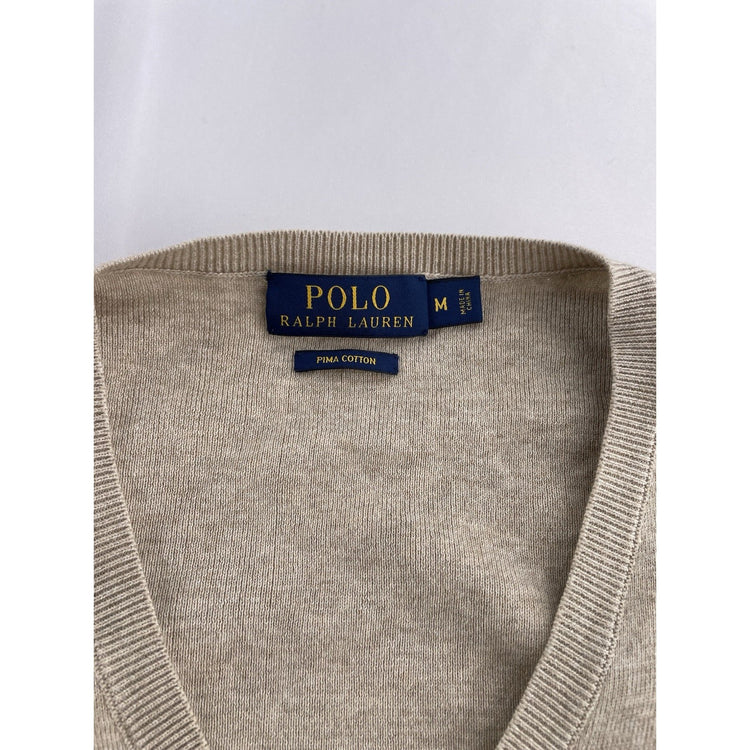 Mens Polo Ralph Lauren Size Medium Tan V Neck Sweater