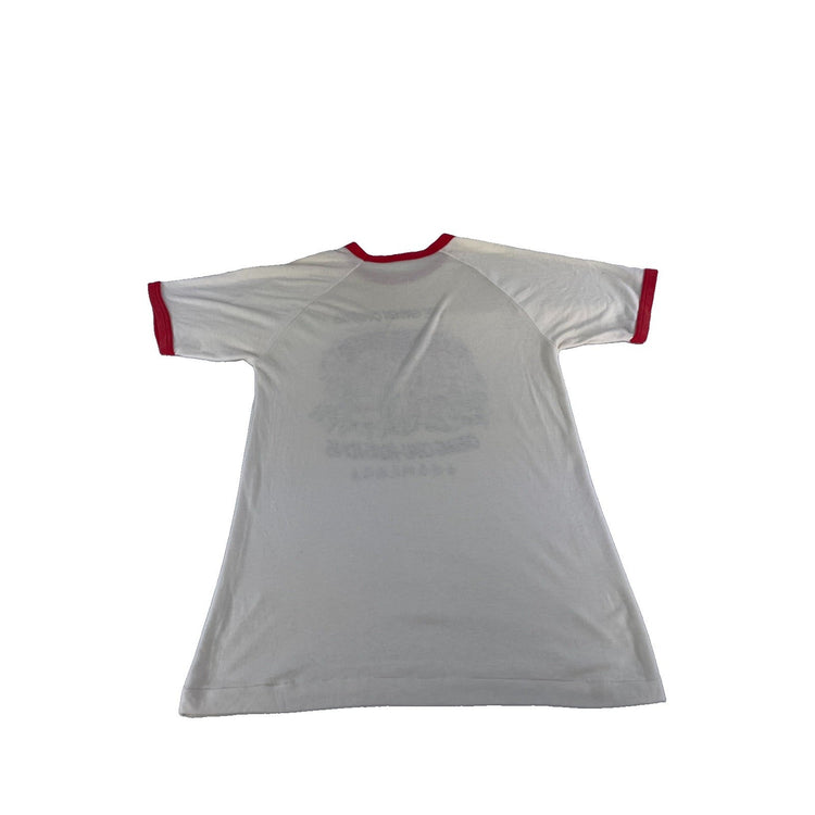 Mens Vintage “the Garden Cafe/Pub” White With Red T-Shirt Size L