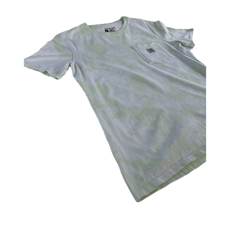 Mens Carhartt Loose Fit White & Light Green Tie Dye T-Shirt Size S
