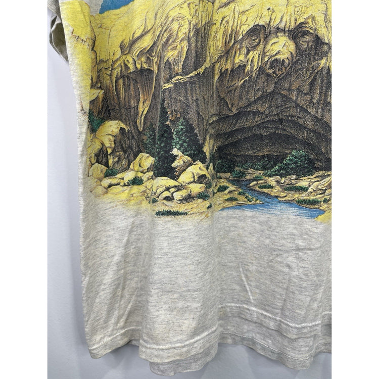 Vintage 90s Mens Native American Grey T-shirt Single Stitch Size Large