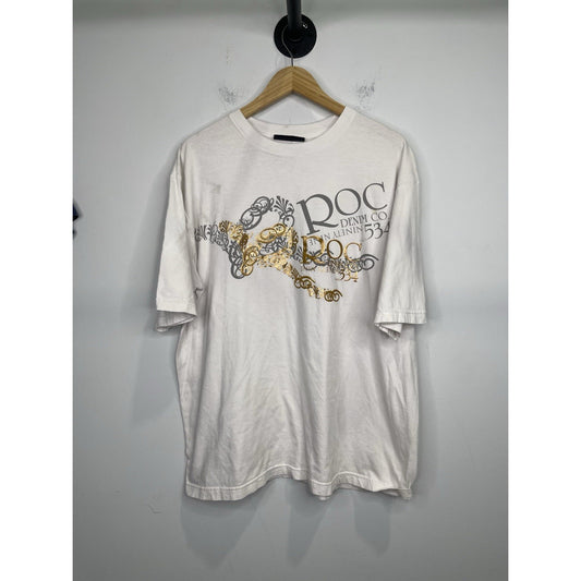 Men’s Roca Wear White Short Sleeve T-Shirt Y2K 2000s Skate Streetwear Sz 3XL